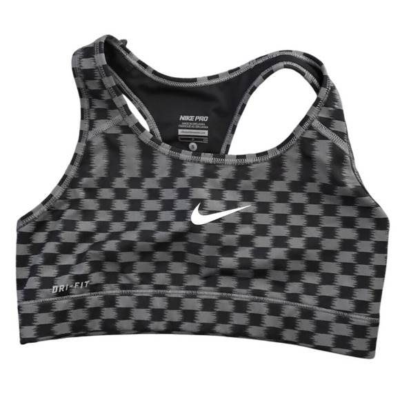 Nike Other - Nike Pro Women's Sports Bra‎ Gray Checkered Dri-Fit Racerback Activewear